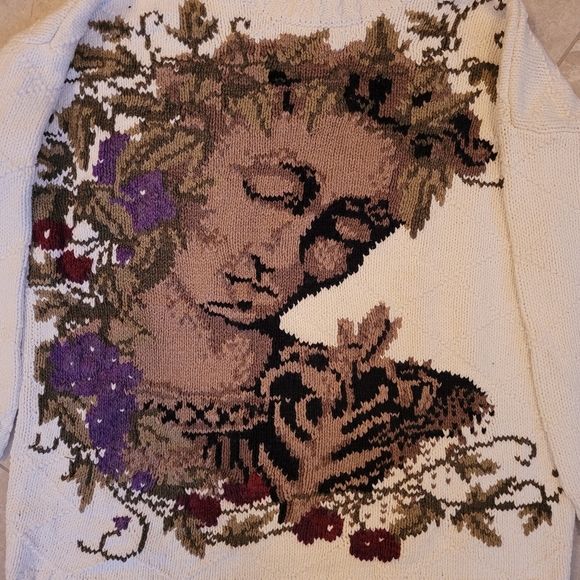 Vintage renaissance woman mockneck chunky knit sweater - Picture 4 of 6